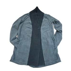 Lululemon Athletica Womens Sweater black grey cardigan ribbed shawl collar sz 6